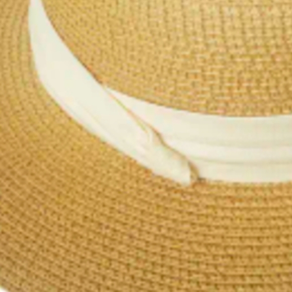 Packable Elegant Tan Straw Hat with Cream Band - Picture 2 of 4